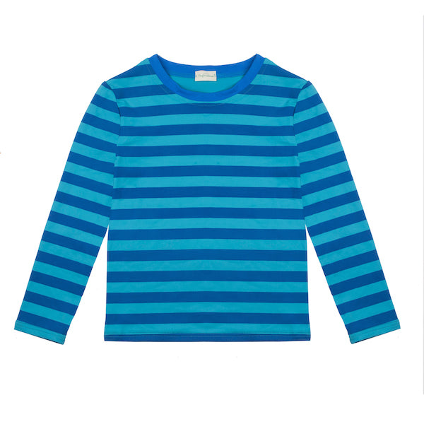 Albert Tee-shirt à manches longues - Stripes Sea Blue Ocean