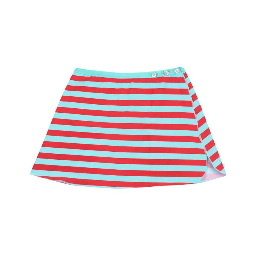 Cecile Stripes Tropical Blue Poppy Seed - Beach Skirt