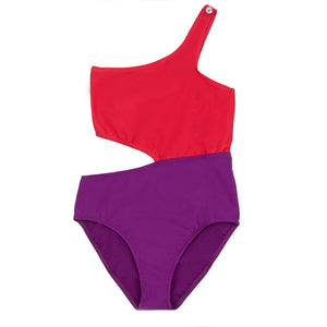 Jenny Poppy Seed Violet - One shoulder swimsuit 