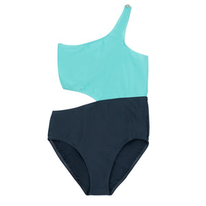 Jenny Tropical Blue Titanium - One shoulder swimsuit 