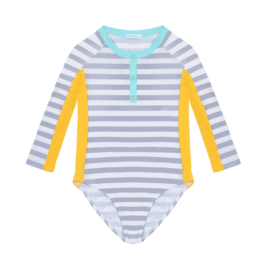 June Stripes Pale Grey - SPF50 rashguard bodyswimsuit