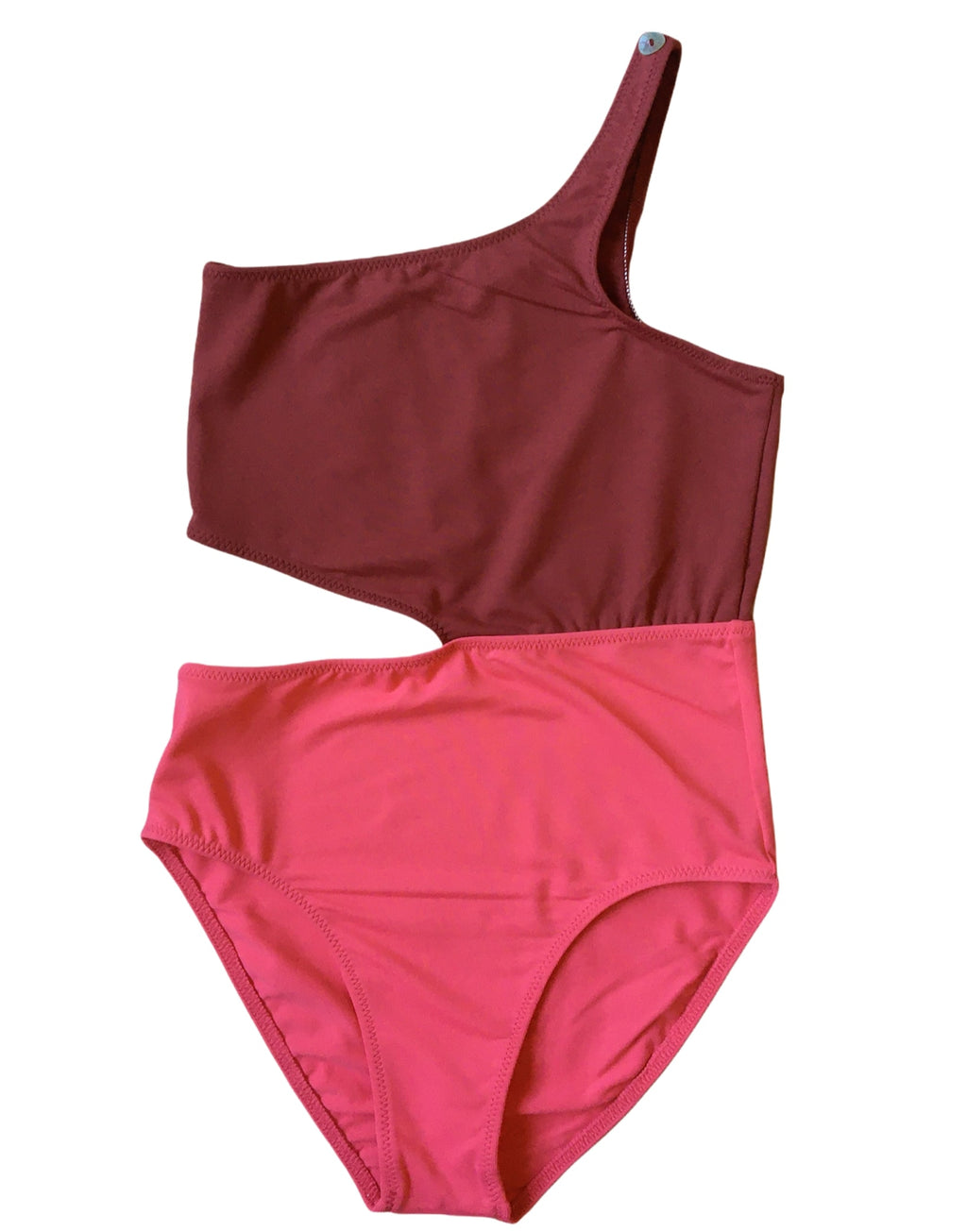 Jenny bordeaux fuschia - Maillot de bain asymétrique bicolore