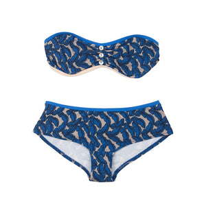 Marina Bandeau bikini - Leaf Blue